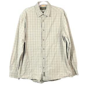 Timberland Mens Shirt Brown Plaid Button Up Long Sleeve Front Pocket Cotton L